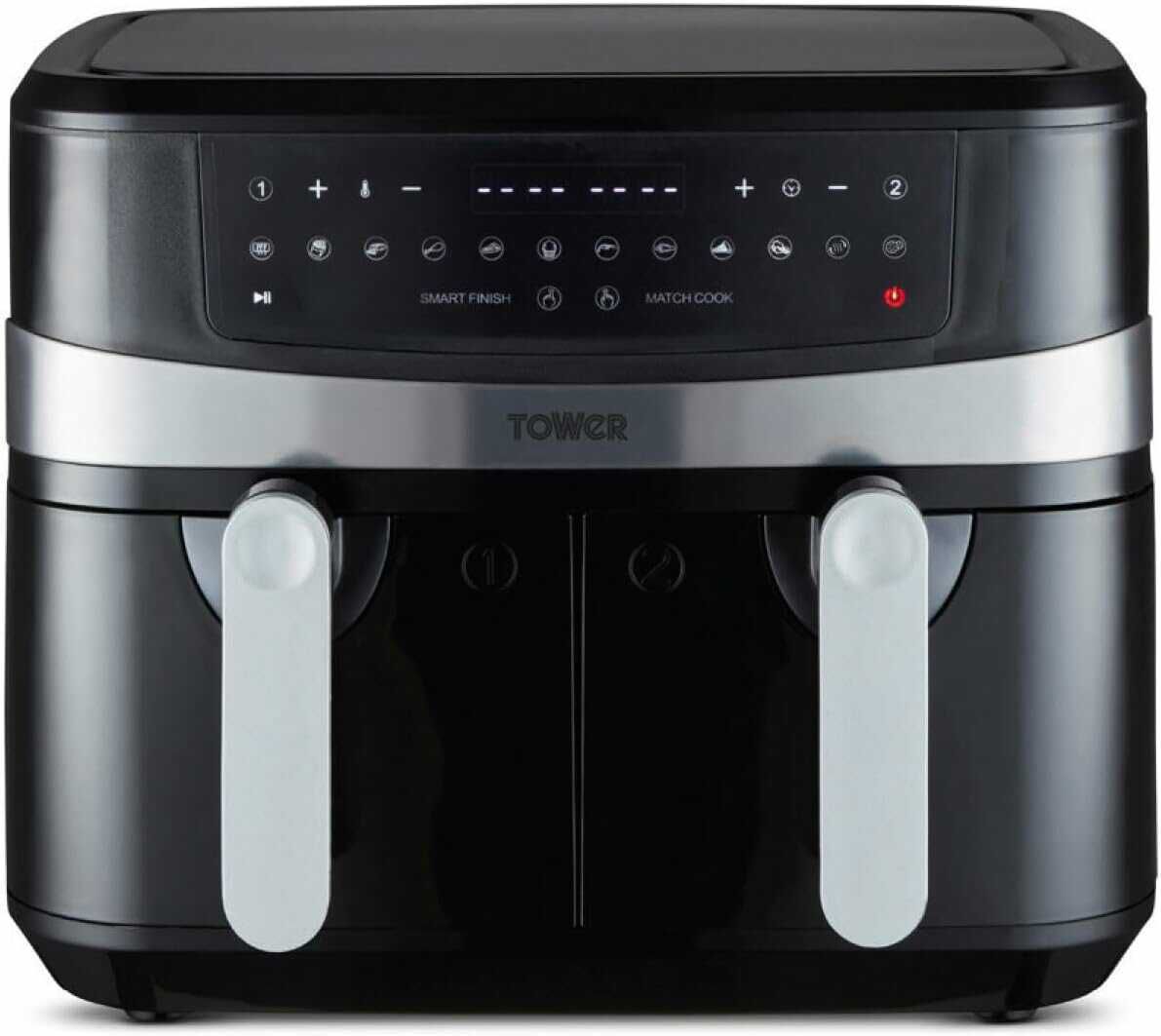 airfryer tower t17088 9 l 24,5 l körbe 2600 w touchscreen 10 programme schwarz
