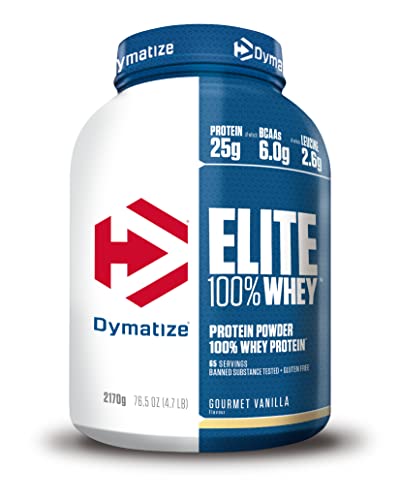 dymatize elite whey protein pulver 100% 2170g gourmet vanilla, low sugar, bcaa