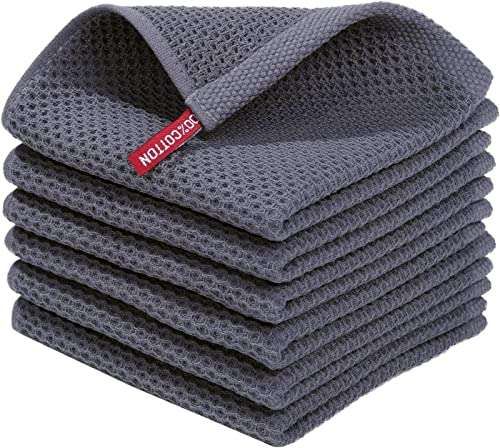 Produktbild: moosfor küchentücher set 6 stück 100% baumwolle 30x30 cm saugfähig dunkelgrau