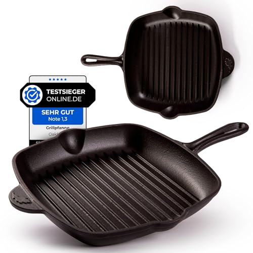 oakfire gusseisen grillpfanne 30 cm emailliert induktion mit non-stick patina schwarz