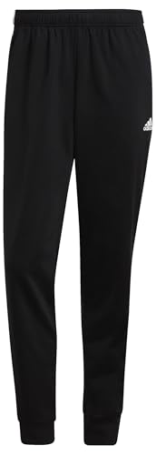 adidas Herren Essentials Warm-Up Tapered 3-Stripes Track Pants, Black / White, M