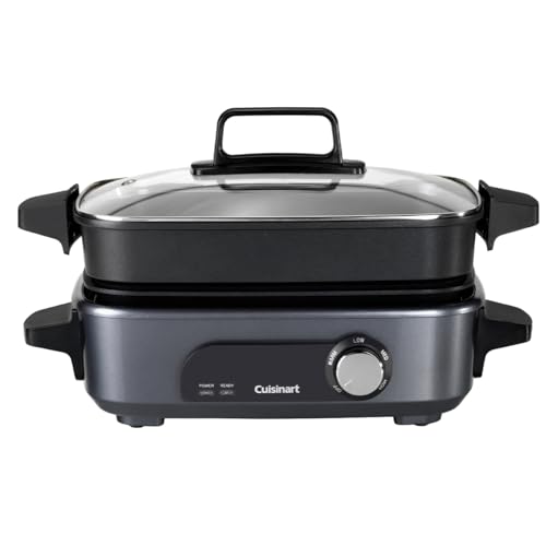 cuisinart multikocher 5 in 1 mit grill, dämpfer, rührpfanne, antihaft, grau