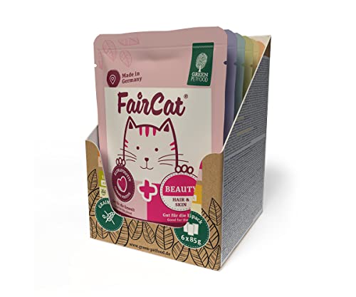 Produktbild: getreidefreies katzenfutter green petfood faircat beauty, hühnchen lachs, 8x85g