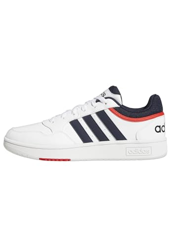 adidas hoops 3.0 low herrenschuhe vintage, cloud white/legend ink/vivid red, 45 1/3 eu