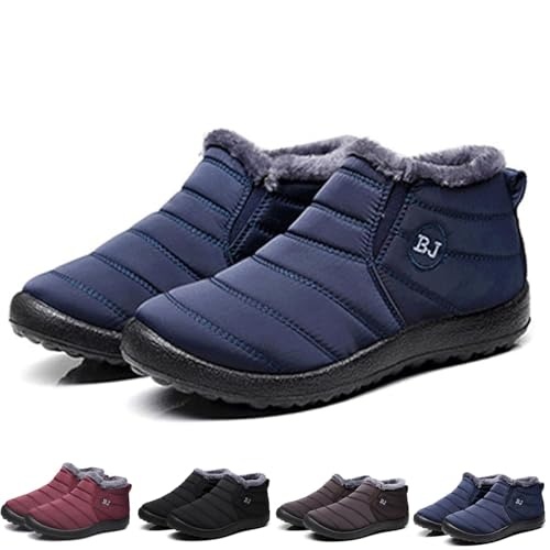 hokuto boojoy winterstiefel für herren und damen, wasserdichte slip on stiefel blau