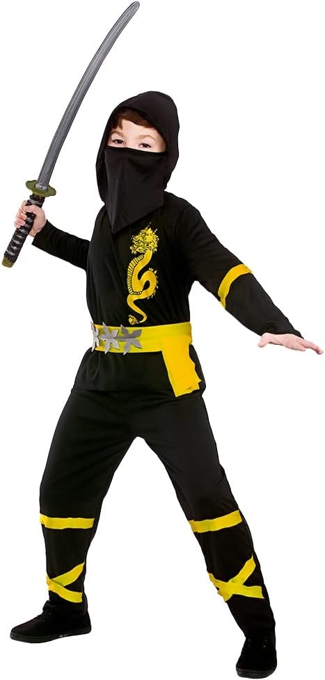 power ninja kinderkostüm wicked costumes schwarz gelb größe m 5-7 jahre