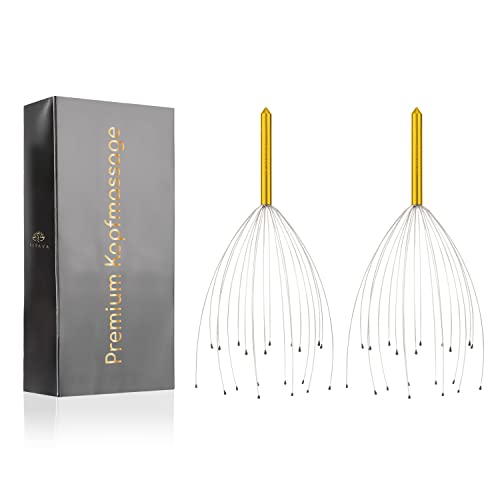 purava kopfmassagegerät mit 20 fingern, kopfkrauler, 2er pack, gold