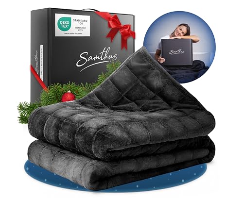 Samthus gewichtsdecke 135x200cm 7kg sherpa fleece schwarz - oeko-tex zertifiziert