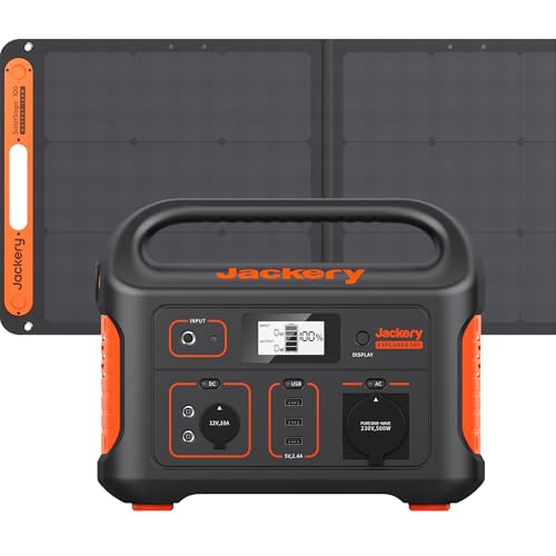 jackery solargenerator 500 mit 100w solarpanel, tragbare powerstation für camping