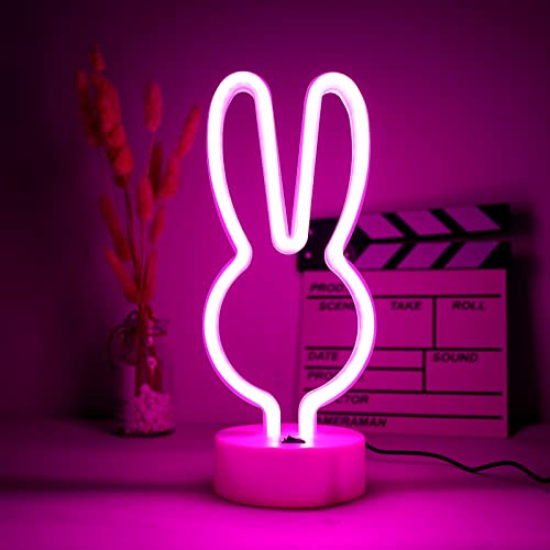 enuoli led kaninchen neonlicht neonschild rosa usb/batteriebetrieben wanddekoration
