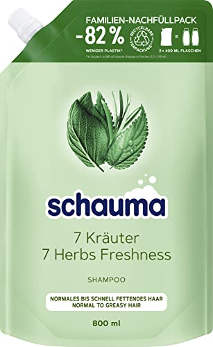 schauma shampoo 7 kräuter nachfüllpack 800 ml, frisches shampoo für fettendes haar