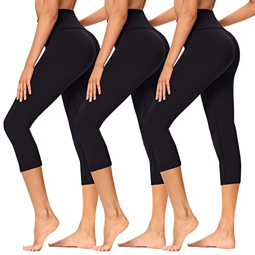 capri leggings damen high waist 3er pack sporthose in verschiedenen farben S-M, L-4XL