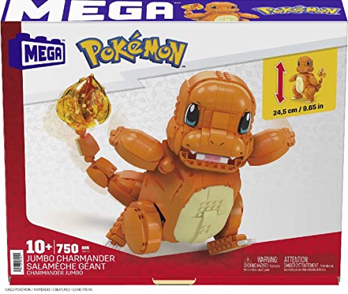 mega construx pokmon glumanda jumbo set, 750 bausteine, 30cm, beweglich