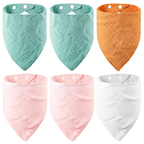 6 Stück Dreieckstuch Lätzchen für Baby, saugfähige Musselin Halstücher, unisex