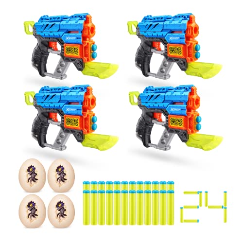 x-shot dino attack schaumstoffdart-blaster 4er pack mit dino-eiern und darts