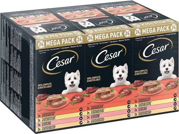 Produktbild: cesar hundenassfutter klassik-terrine 24er pack 4 sorten 12,95 euro statt 17 euro
