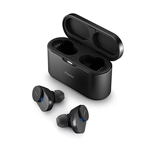 philips fidelio true wireless kopfhörer mit comply t1bk/00, schwarz