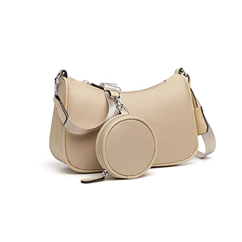 miss lulu umhängetasche damen hobo bag mit verstellbarem schultergurt und münztasche nylon khaki