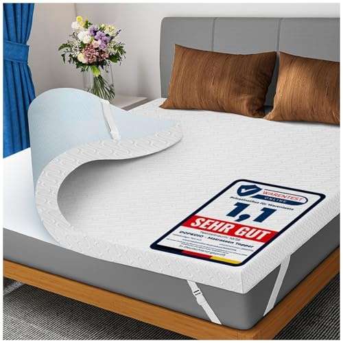 Produktbild: Gel Memory Foam Matratzen Topper 140x200cm, Öko-TEX 100, Waschbarer Bezug, Weiß