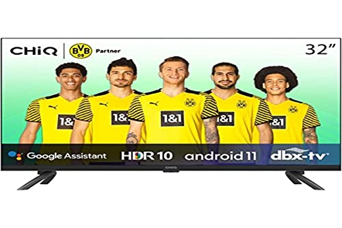 chiq 32 zoll smart tv hd android tv, google assistant, hdr, wlan, netflix, prime video