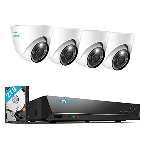 reolink 12mp poe überwachungskamera set, 8-kanal nvr, 2tb hdd, 4x dome kamers
