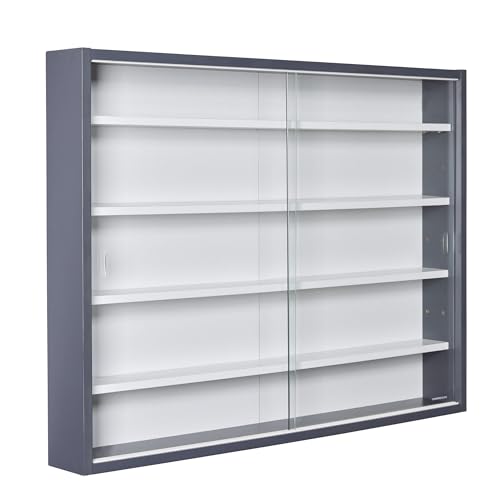 inter link sammlervitrine wandvitrine glasvitrine hängeregal grau/weiß 80x60x9.5 cm