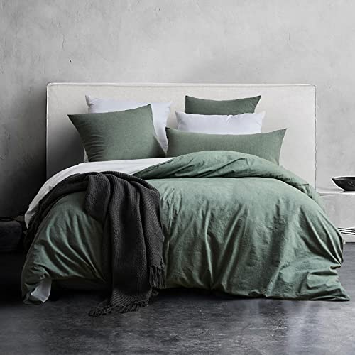 Produktbild: soulful bettwäsche set, 100% waschcotton, geeignet für allergiker, 135 x 200 cm, salbeigrün