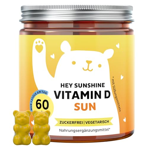 vitamin d3 gummies 1000 ie - hey sunshine - zuckerfrei, vegetarisch, 60 stück