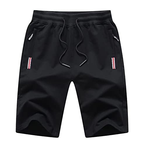 Produktbild: tansozer herren shorts kurze hosen sommer jogging fitness shorts schwarz baumwolle