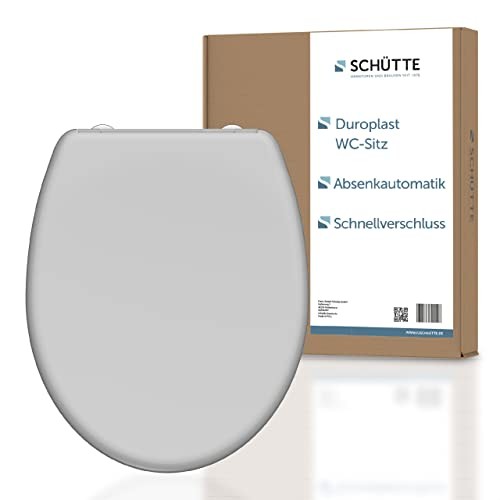 SCHÜTTE WC-Sitz GRAU, Duroplast, Absenkautomatik, Schnellverschluss, 175kg
