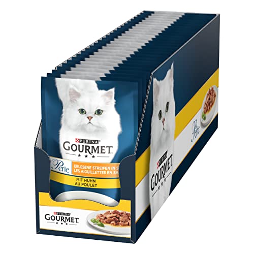 gourmet perle katzenfutter nass mit huhn erlesene streifen 26 x 85g