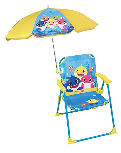 Produktbild: Baby Shark Klappstuhl für Kinder, Camping, H 38,5 x B 38,5 x T 37,5 cm + Sonnenschirm  65 cm