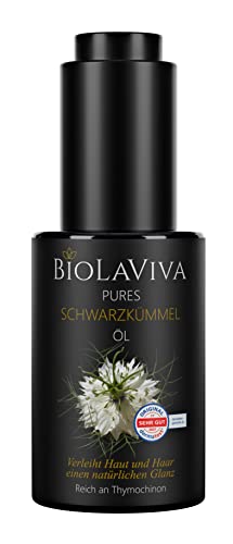 bio schwarzkümmelöl kaltgepresst 30 ml in pipettenflasche - biolaviva - naturkosmetik