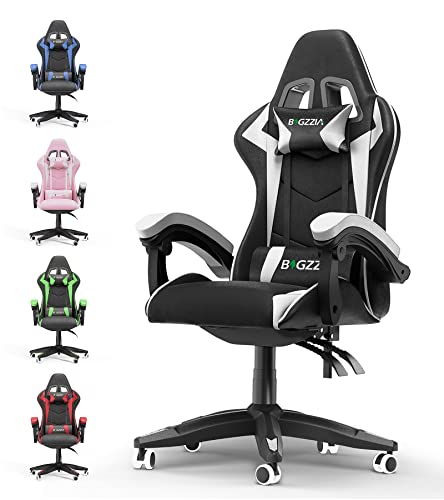 bigzzia gaming stuhl ergonomisch, gaming chair mit lendenkissen und kopfstütze, höhenverstellbar