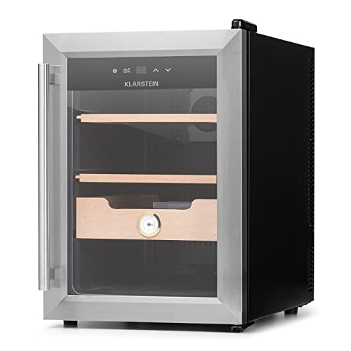 Klarstein humidor 37l für zigarren - thermoelektrisch, glastür, zedernholz, hygrometer, led-beleuchtung