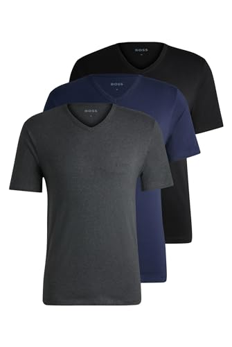 boss hugo herren t-shirt v-ausschnitt hellblau gr. l 3er pack