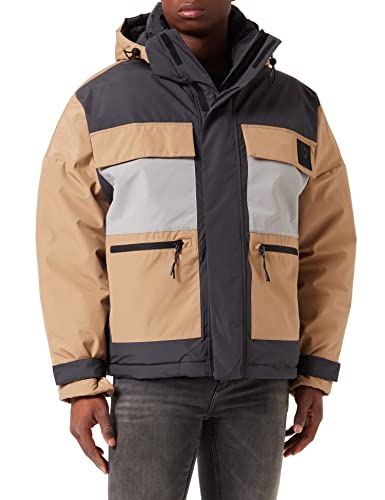 tom tailor denim herren winterjacke oversize splashed clay beige xl