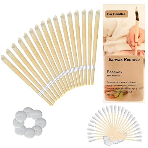 natural ear candles beeswax with protective discs, pack of 16, organic material