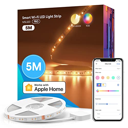 meross led strip 5m wlan smart rgbww für apple homekit, alexa, google, party, weihnachten