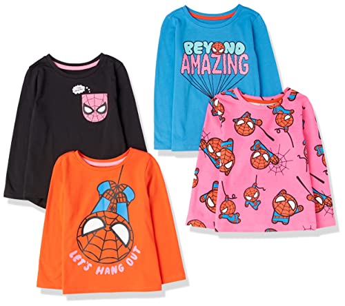 Amazon Essentials Disney Marvel Star Wars Mädchen Langärmlige T-Shirts 4er-Pack Spider-Man für 2 Jahre