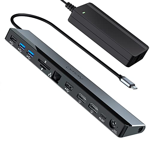 usb c docking station 12-in-1 für 2 monitore, 96w, kompatibel mit macbook, hp, dell, lenovo, acer