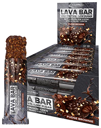 ironmaxx lava bar proteinriegel, 20g protein, glutenfrei, schokoladengeschmack