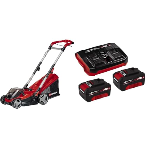 einhell akku-rasenmäher ge-cm 36/34-1 li, 2x 3,0 ah akkus, twincharger, central schnitthöhenverstellung