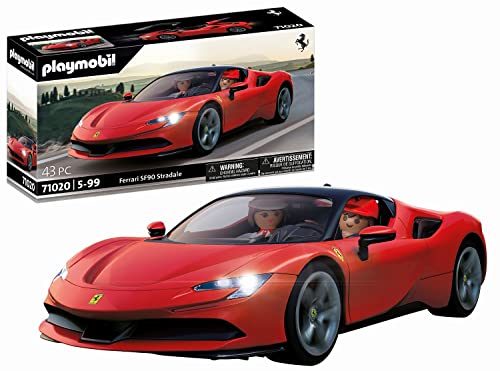 playmobil ferrari sf90 stradale mit licht, supersportwagen ab 5 jahren