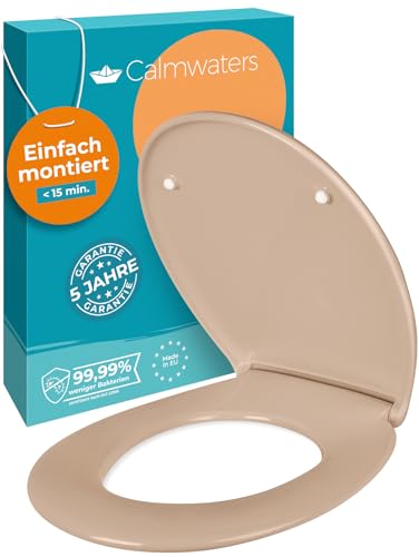 calmwaters wc sitz antibakterieller duroplast, 250 kg belastbar, absenkautomatik, oval, beige-bahamabeige