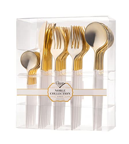 decor decorline plastikbesteckset 40-teilig gold weiß 16 gabeln 8 messer 8 löffel