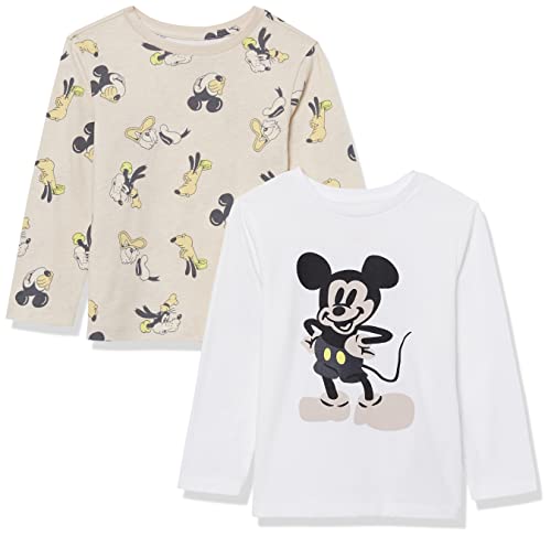 Amazon Essentials Jungen T-Shirts 2er-Pack, Langärmlig, Gewellter Mickey, Disney Marvel Star Wars, 8 Jahre