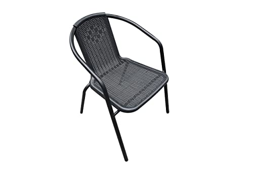 garvita stapelstuhl schwarz mit armlehne für garten, terrasse, balkon - house attack 56x62x72cm