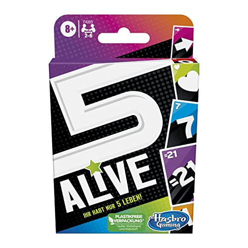 hasbro gaming five alive kartenspiel, schnelles strategiespiel für kinder ab 8 Jahren, reisespiel