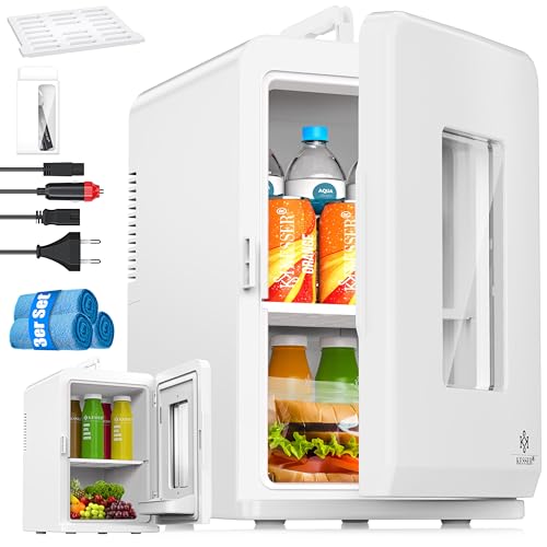 kesser 2in1 mini kühlschrank 15 liter kühl- und heizfunktion tragbar auto büro camping weiß